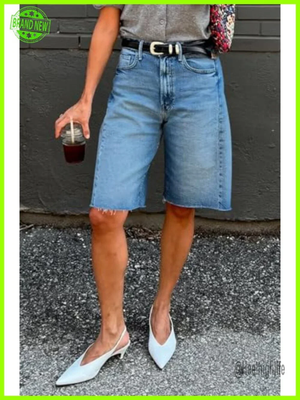 Cicy Bell High Waisted Wide Leg Bermuda Jean Shorts Summer Baggy Denim
